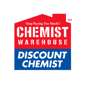 chemist warehouse logo on grey background